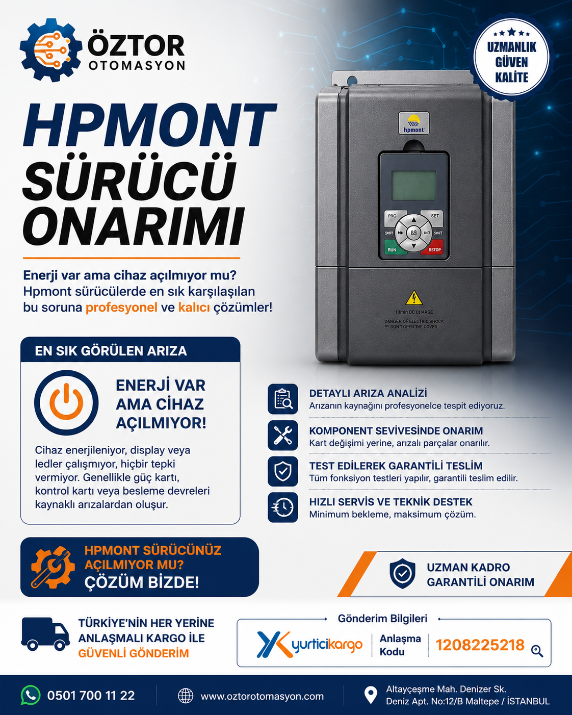 HPMONT Sürücü Tamiri: Hata Kodları, Parametre Ayarları ve Asansör Çözümleri