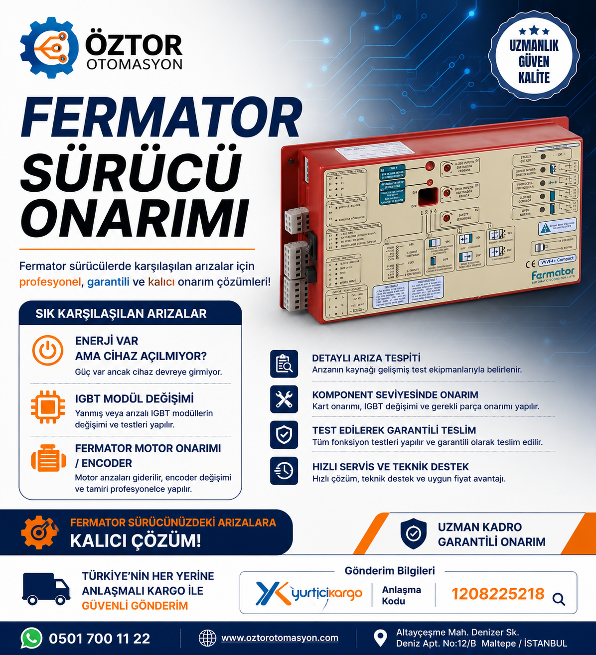 Fermator Kapı Kartı Tamiri: Arıza Kodları, Çalışma Problemleri ve Teknik Servis Çözümleri